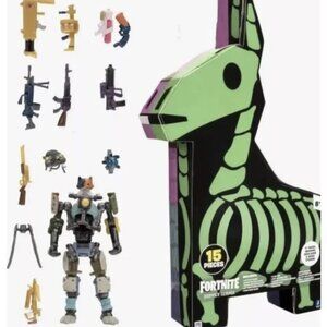 New Sealed Box Fortnite Supply Llama 4" Kit Figure Back Bling Weapons Gi…